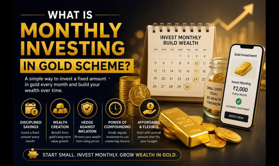 Illustration of a monthly gold savings scheme for jewellery investment